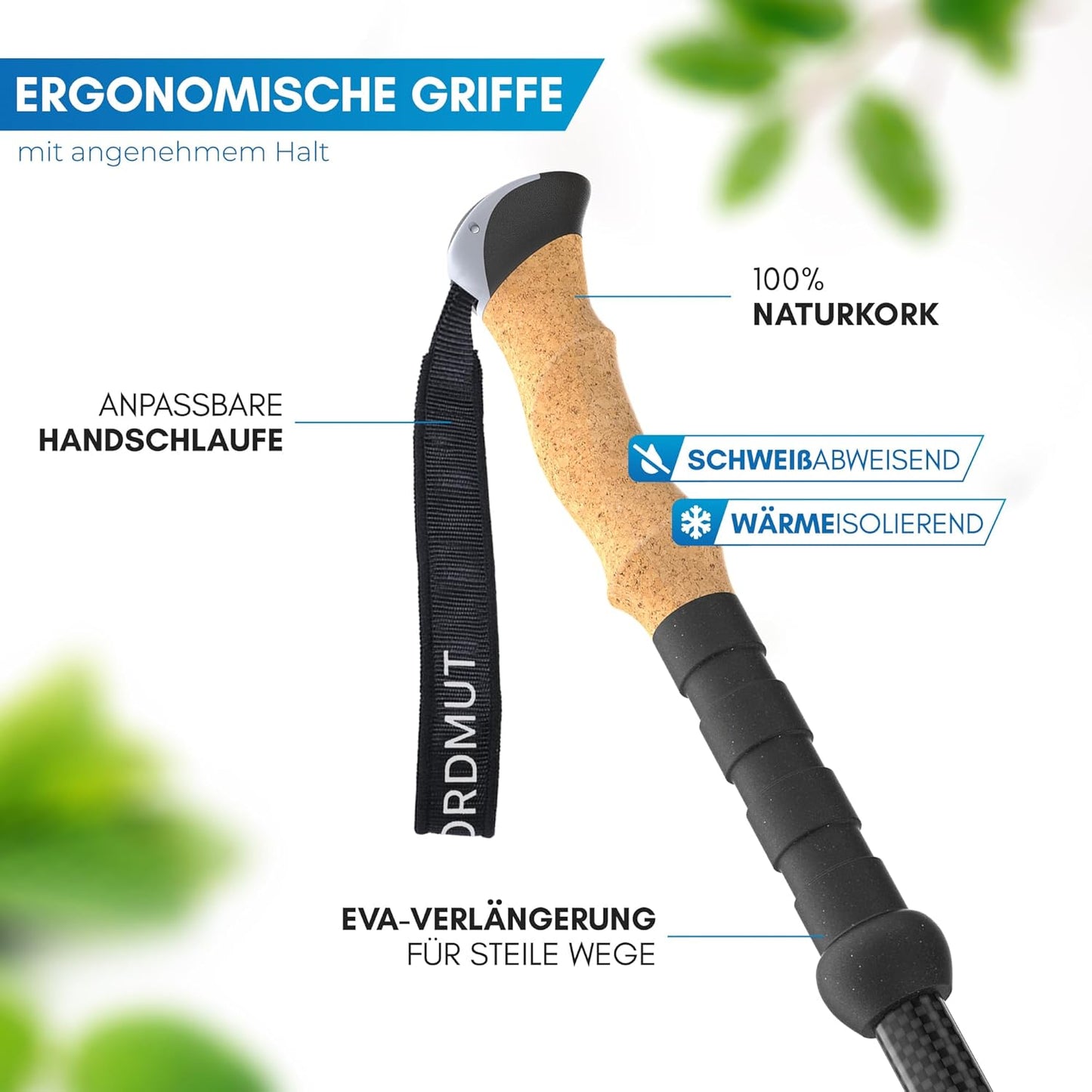 Faltbare Trekkingstöcke aus Carbon, 105-120cm Carbon