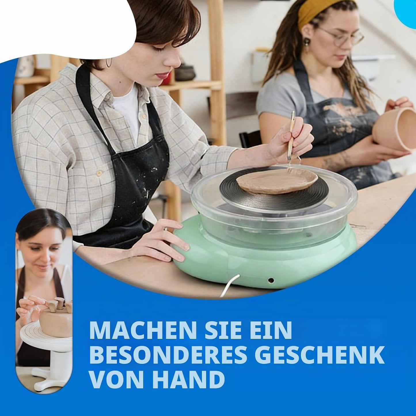 Mini-Töpferscheiben-Set mit Fusspedal und einstellbarer Geschwindigkeit
