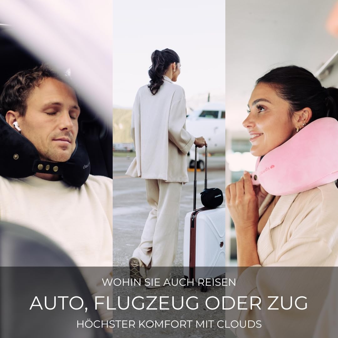 Einstellbares Memory Foam Reisekissen für Flugzeug & Auto, Schwarz S/M