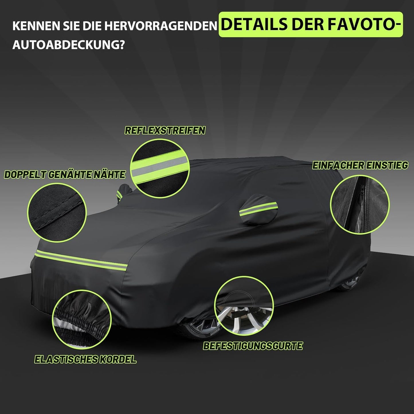 Staubdichte Autoabdeckung für SUVs, Schwarz / 480cm-505cm SUV