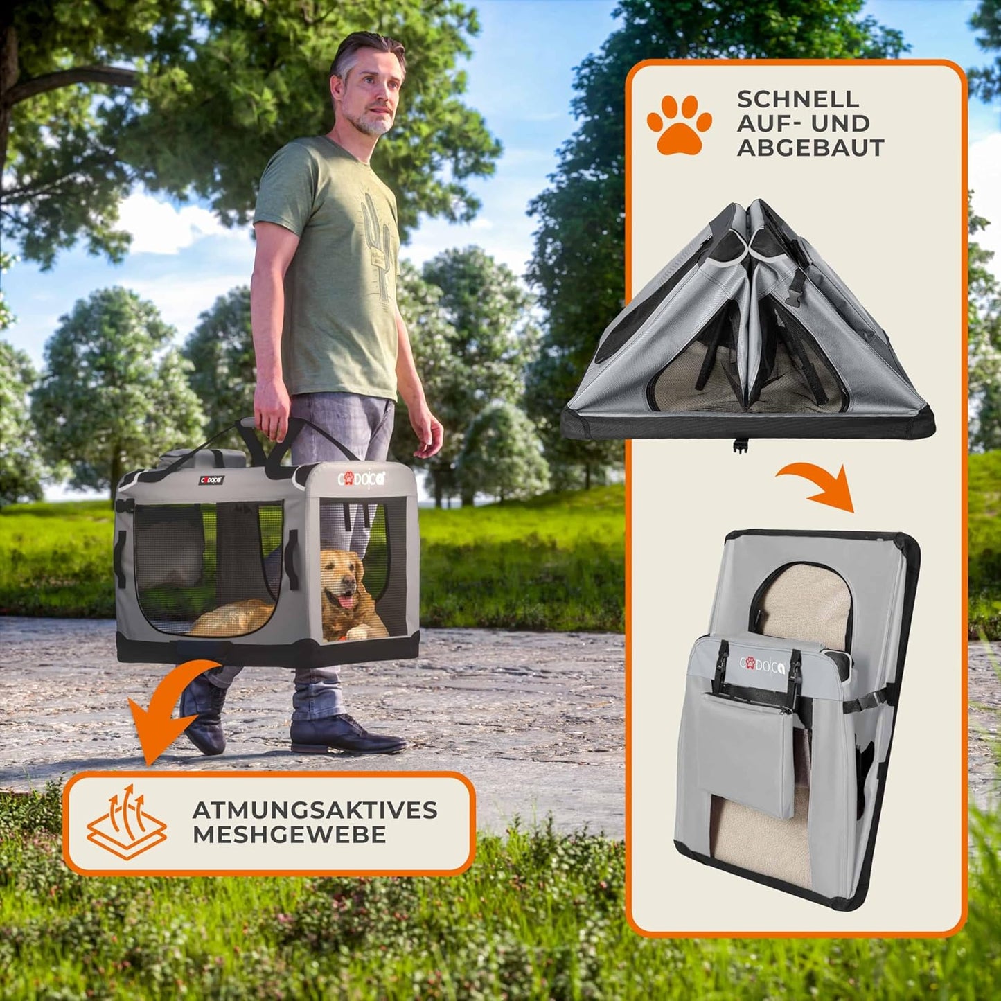 Faltbare Hundetransportbox XL (82 x 56 x 58 cm), L 82 x B 56 x H 58 cm|Grau