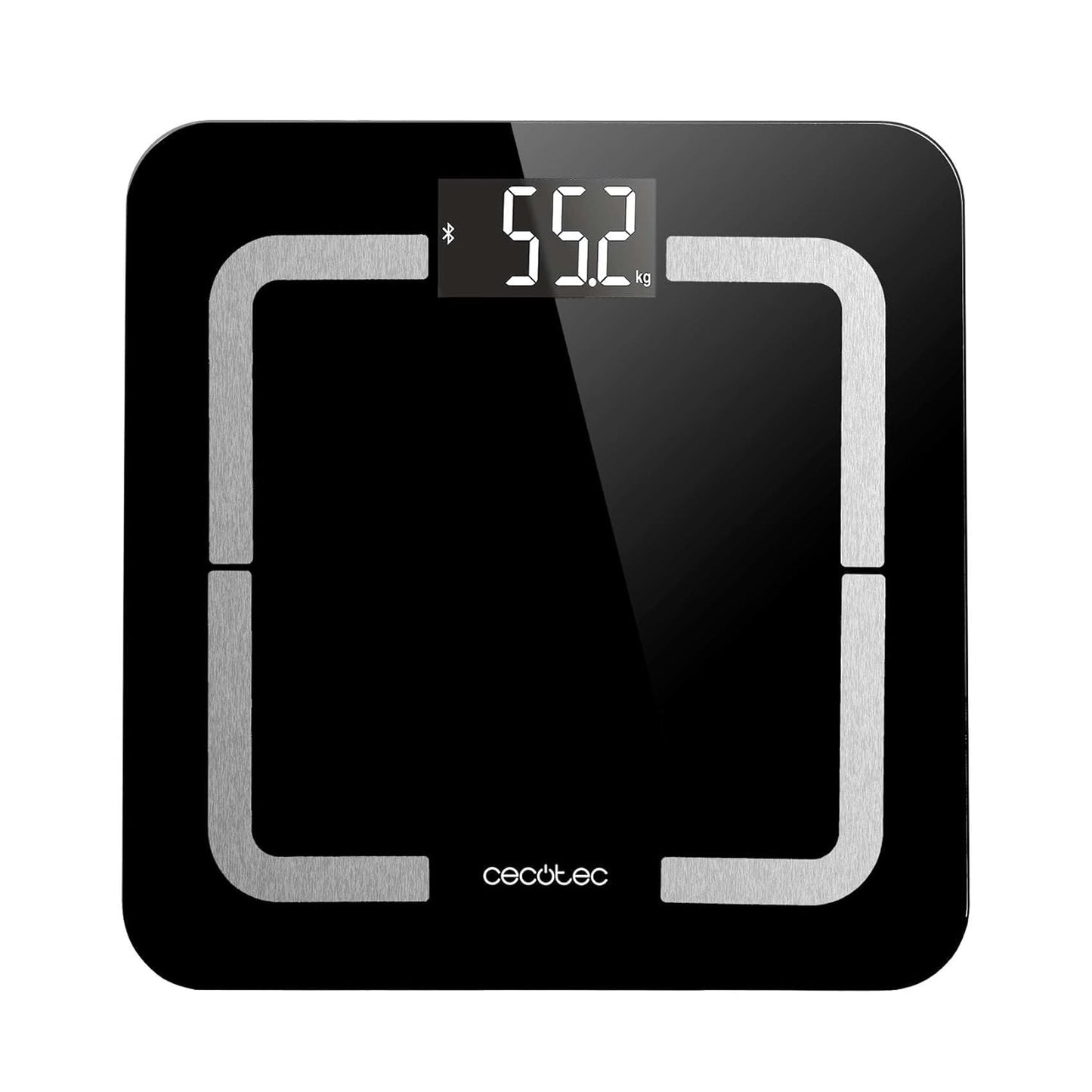 Digitale Badezimmerwaage mit Bioimpedanzmessung, Schwarz | 30 X 30 Cm