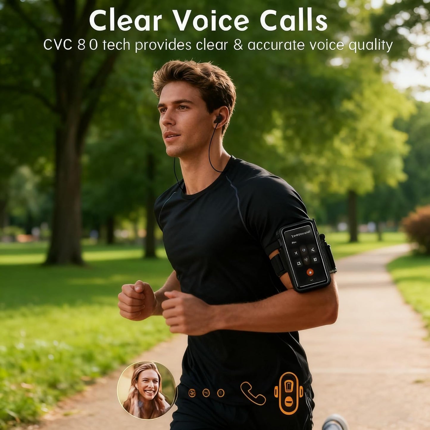 Kabellose In-Ear Sportkopfhörer mit Mikrofon, schwarz