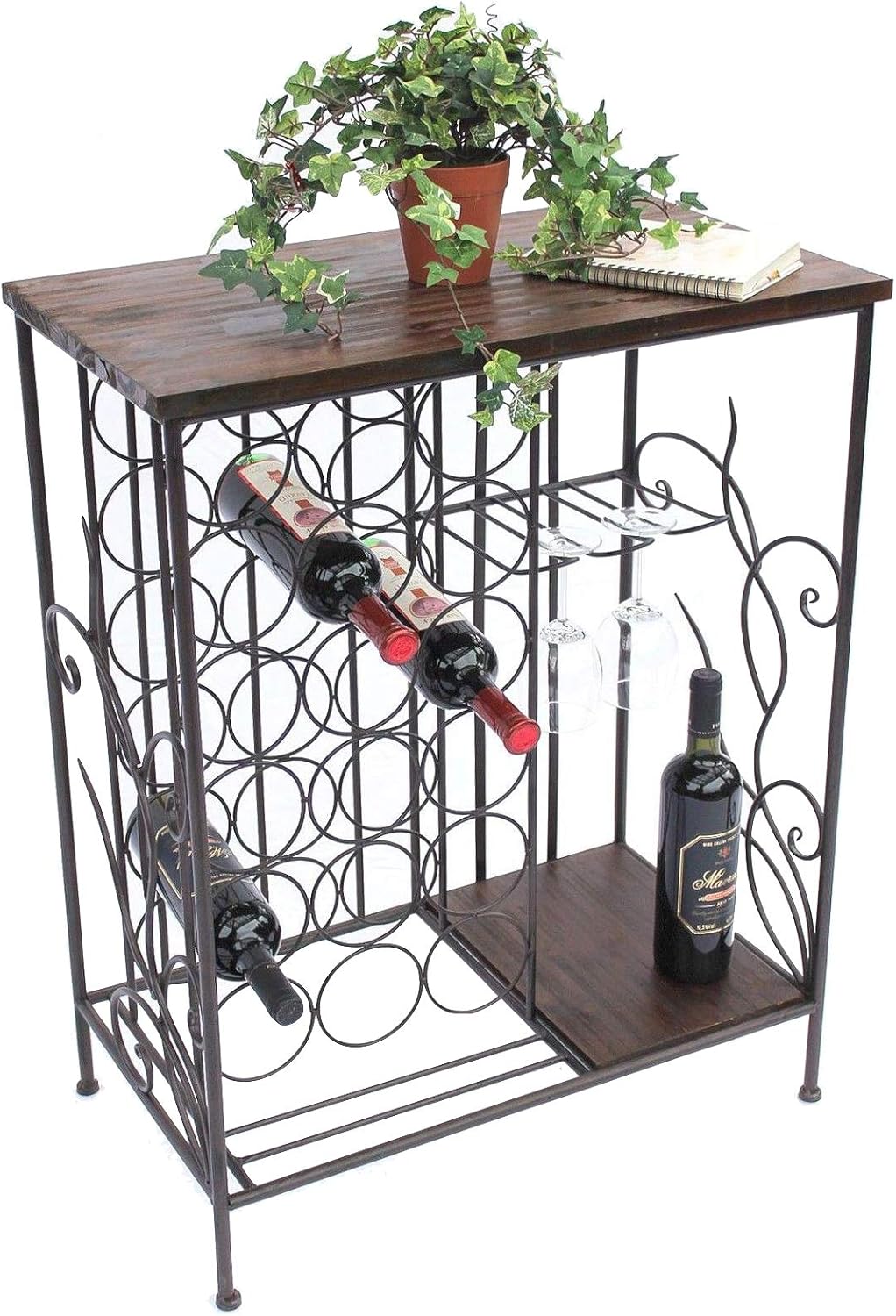 Weinregal mit Glashalter und Ablage 12977