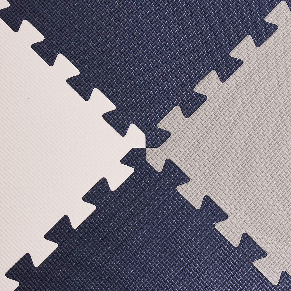 Zusammensteckbare Boden- und Puzzlematten (18 Stück), Blau Weiss Grau, 18 Pièces