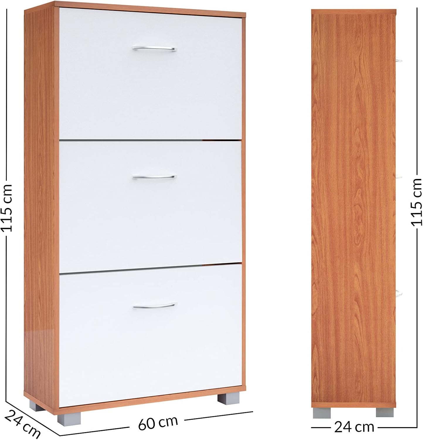 Kobe Schuhschrank mit Kippsicherung, Buche / Weiß