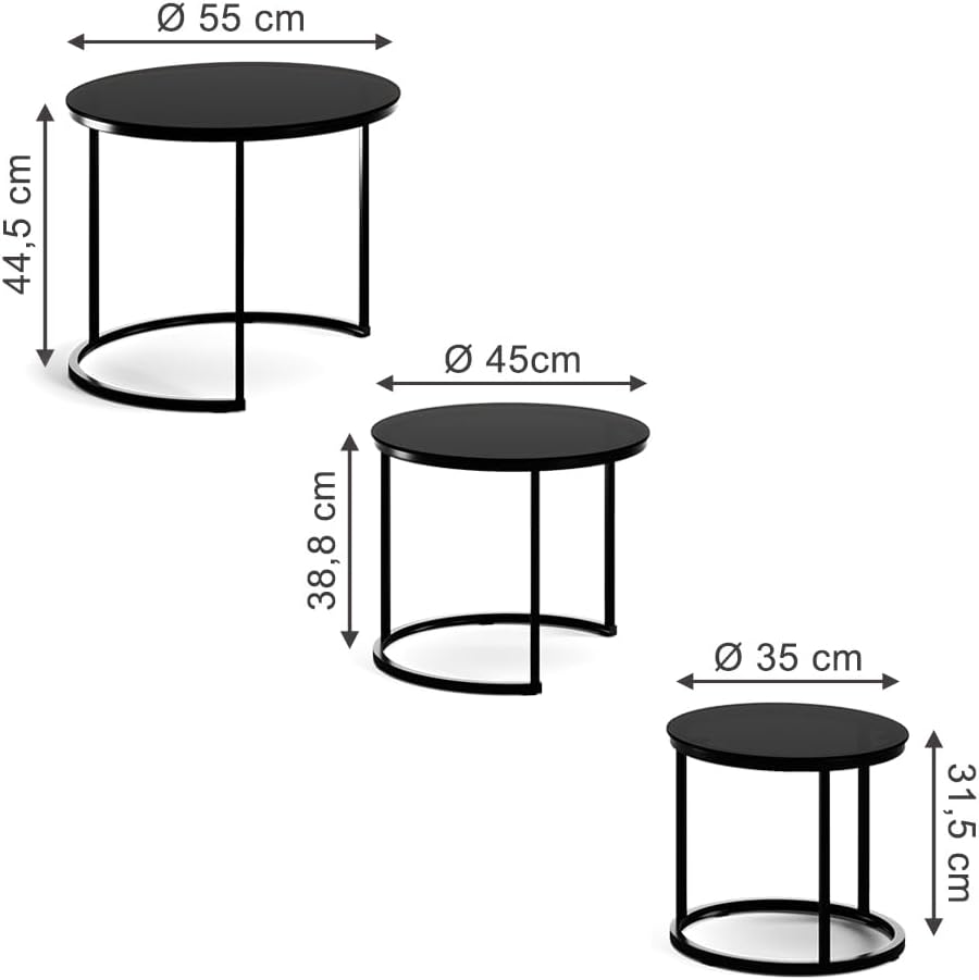Couchtisch-Set Montreal, Glas 3er Set