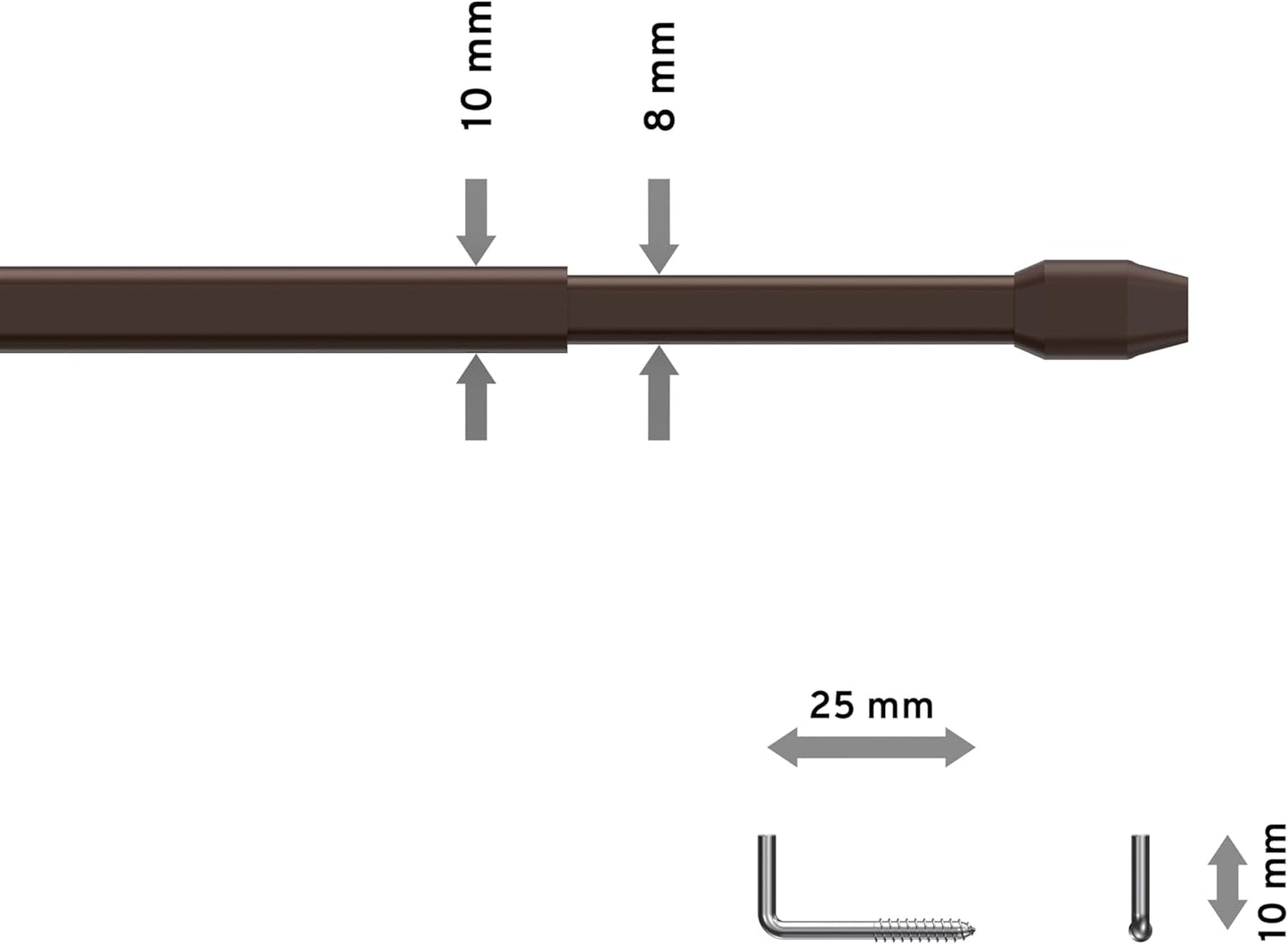 Ausziehbare Vitragestangen, 2 Stück, 40-60 cm, 40-60 cm