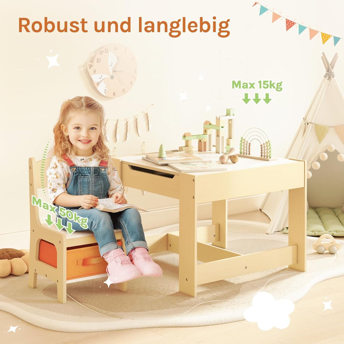 3-teilige Kindersitzgruppe mit Stauraum