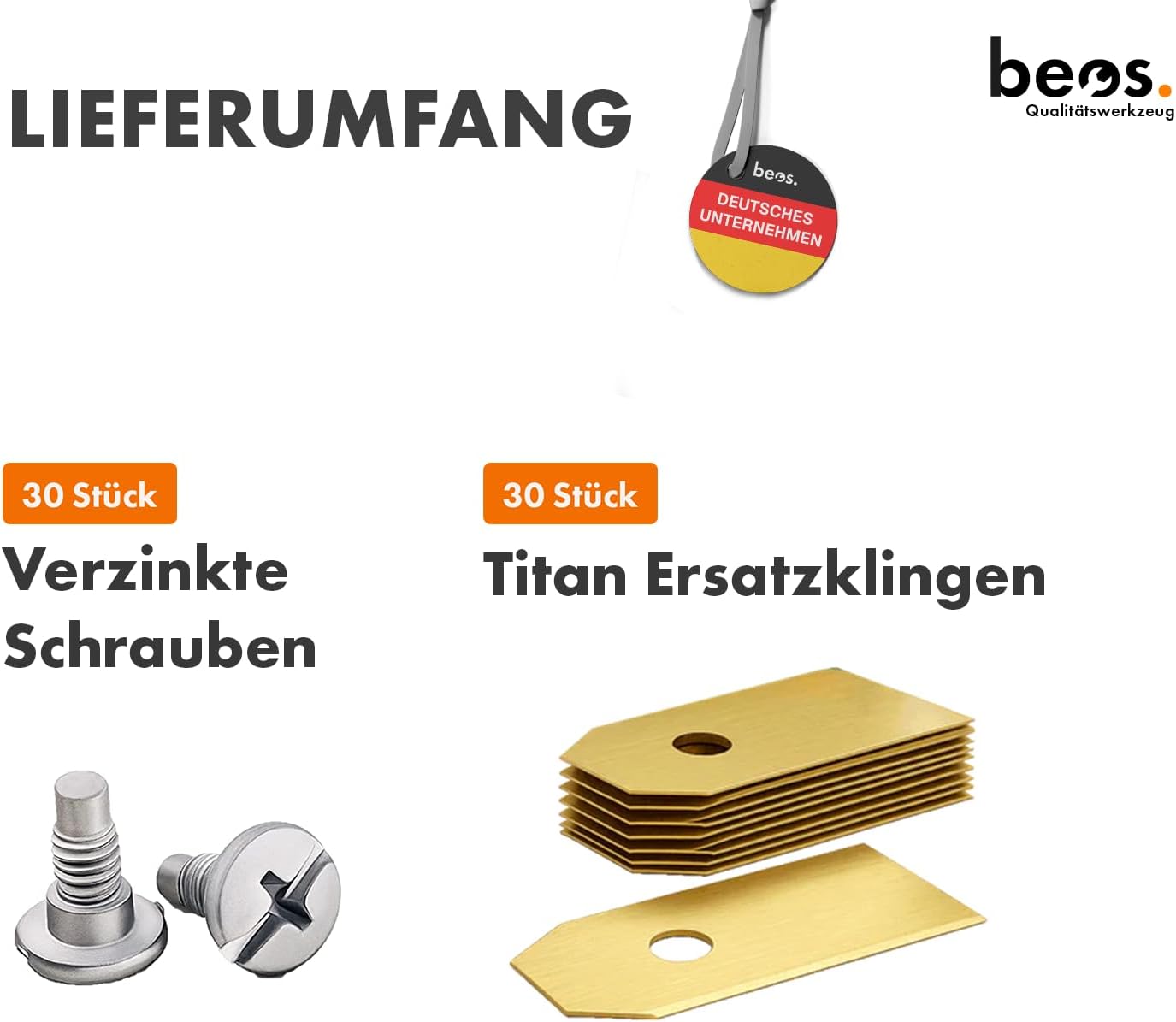 30-teiliges Ersatzmesser-Set für Mähroboter, Für Gardena, Husqvarna & Segway