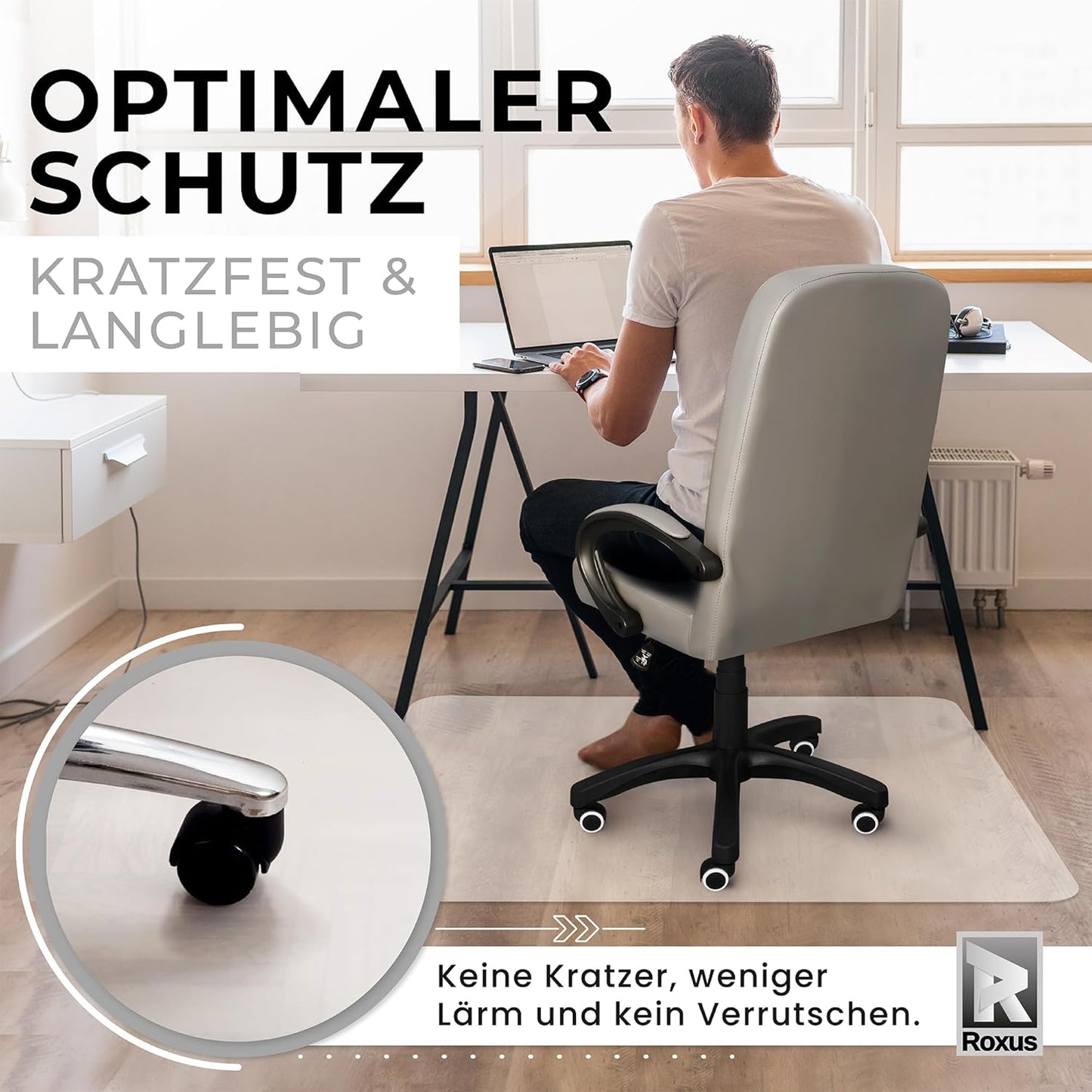 Hartboden Bodenschutzmatte für Bürostuhl, 100 x 120 cm