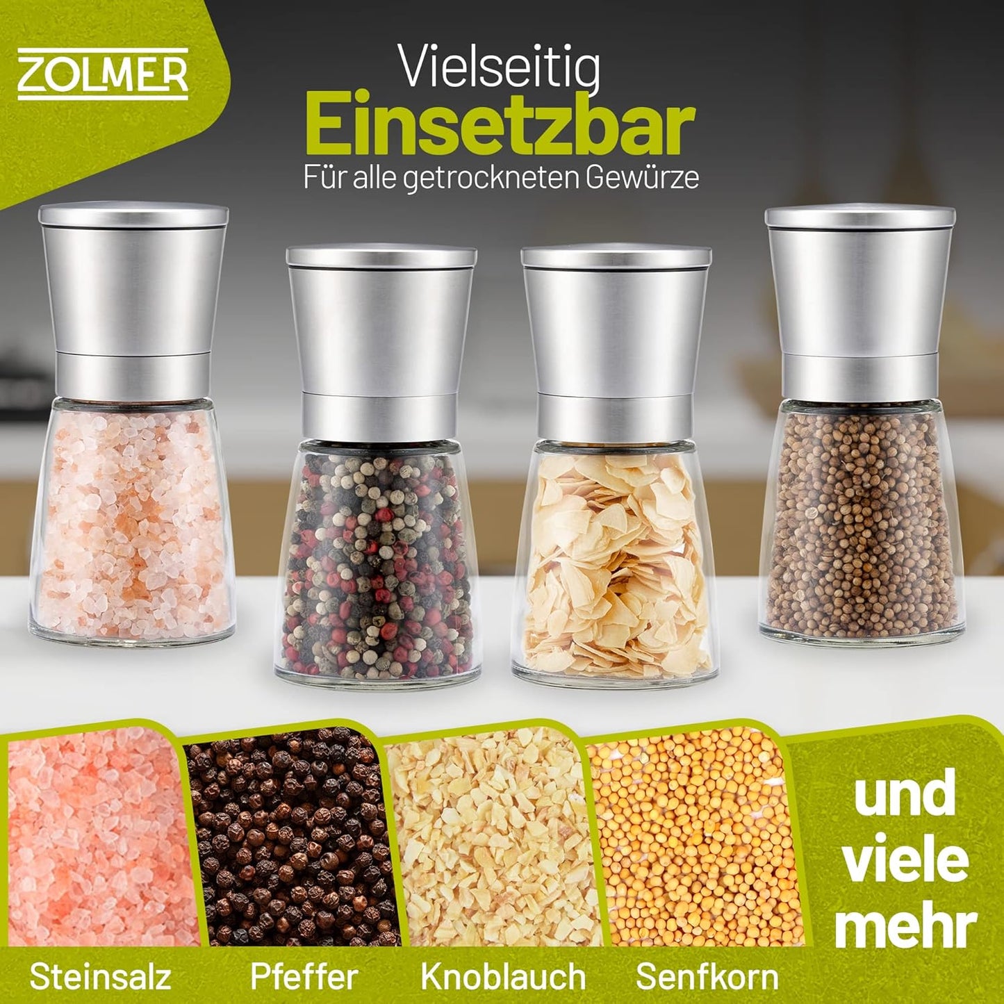 2-teiliges Gewürzmühlen-Set, Silber