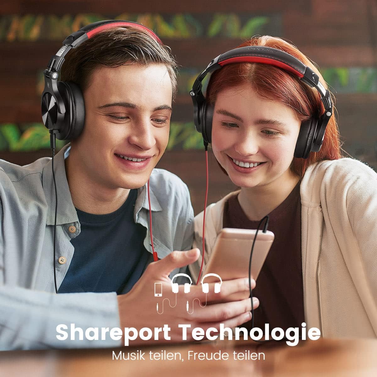 Fusion A71 DJ Kopfhörer Over Ear mit Share Port, Rot A71