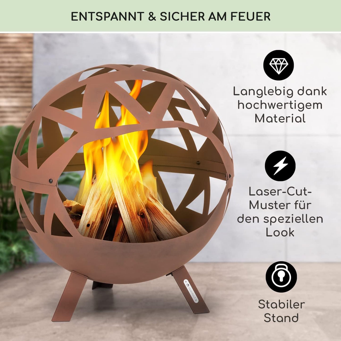 Robuste  Stahl-Feuerschale 68 cm, Colima Rost