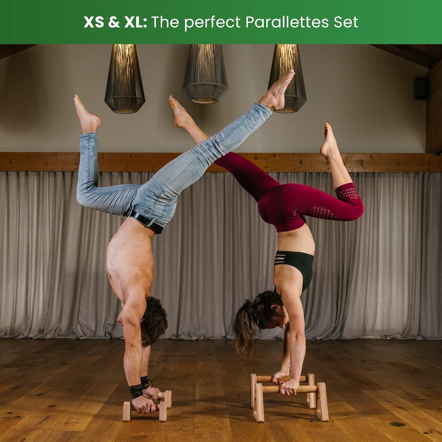 PowerBars Holz-Parallettes, XL + XS, Classic
