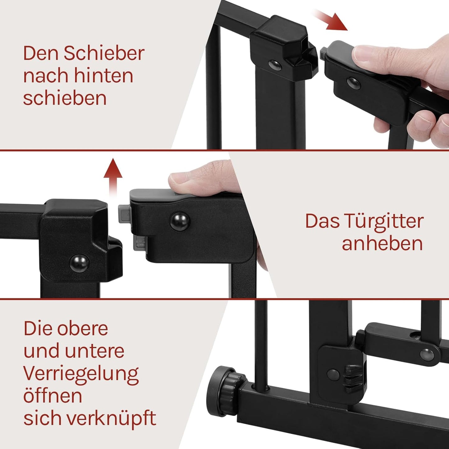 Treppenschutzgitter Auto-Close, 75-107 cm, Metall, 75-107cm Schwarz