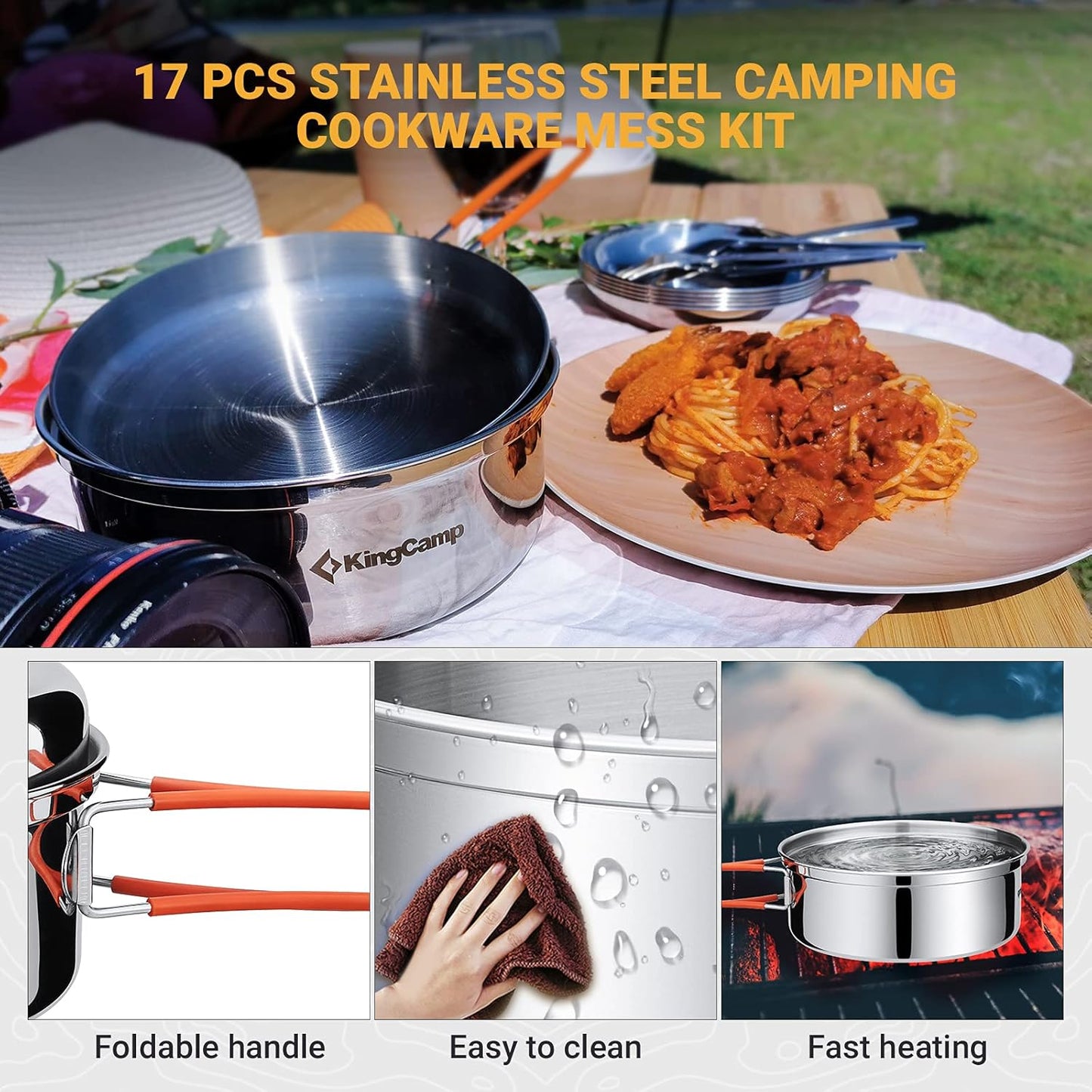 Camping-Geschirr-Set für 2-4 Personen, 3-4 Person