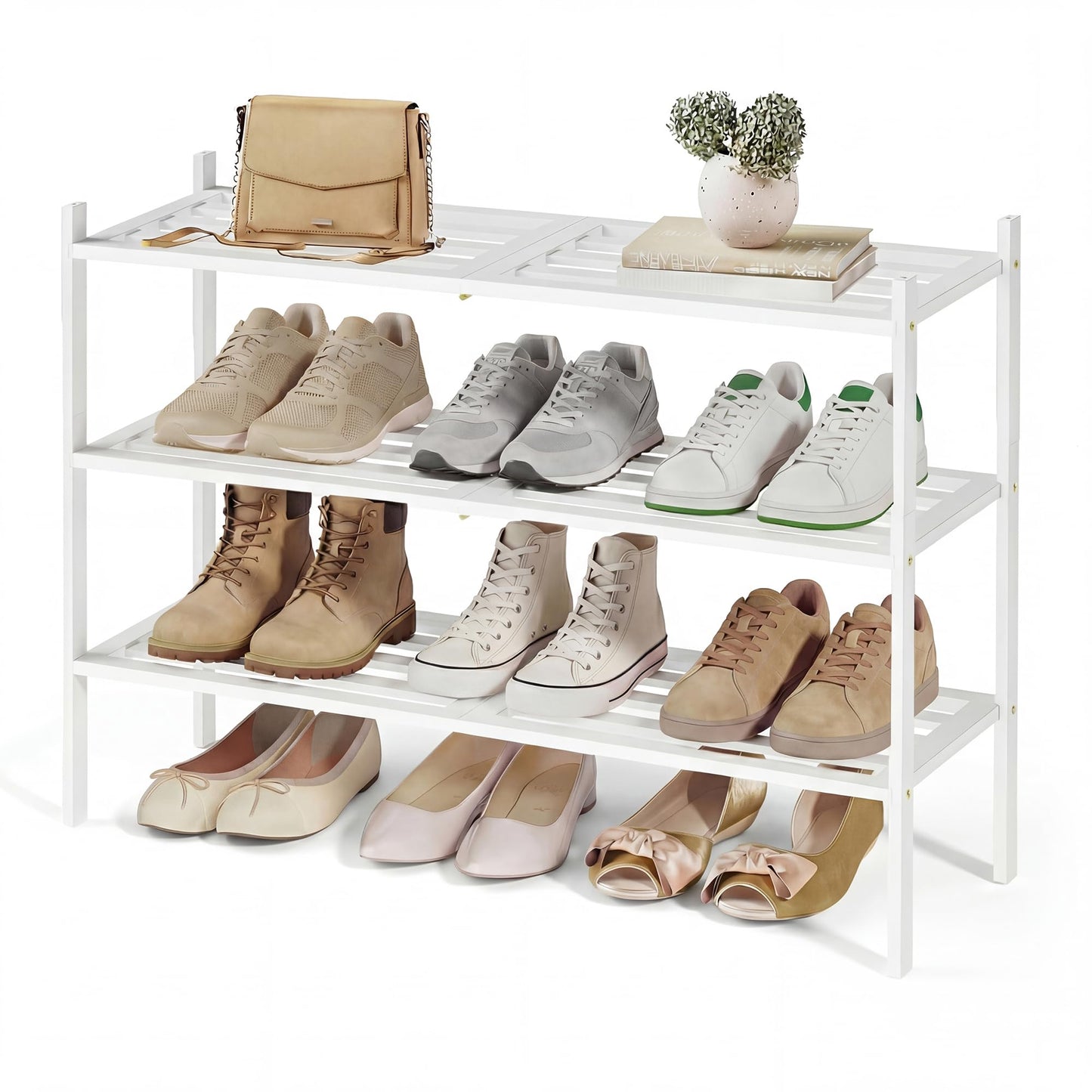 Schuhregal mit 3 Ebenen, Weiss 3 Ebenen