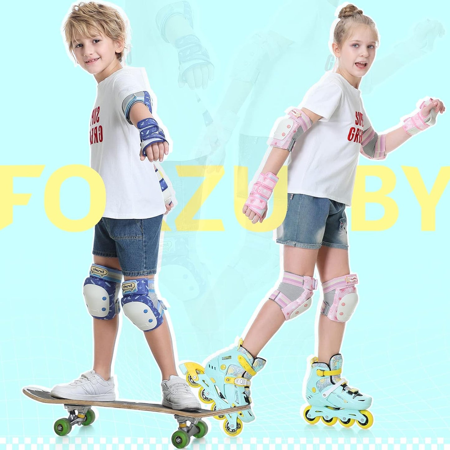 Schutzausrüstung-Set für Skaten & BMX (6-teilig), XS Hellblau