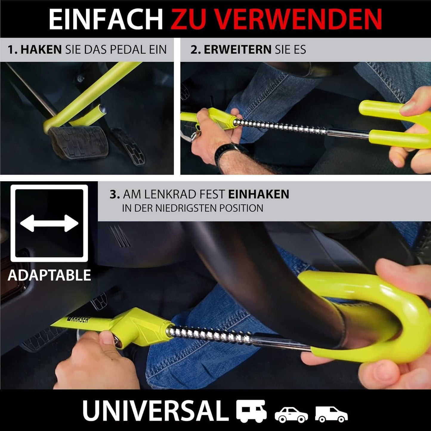 KR835 Lenkradschloss mit Pedalsperre