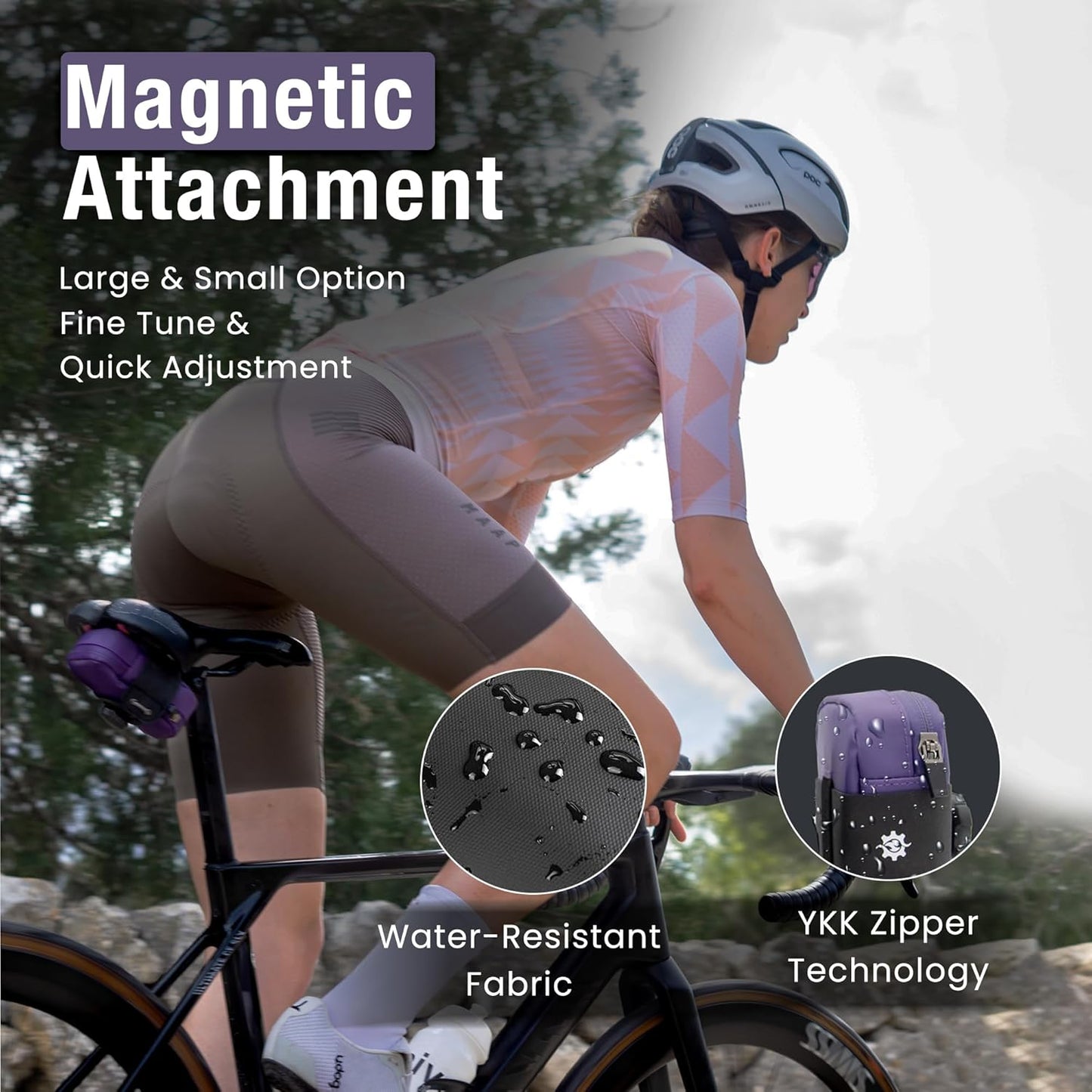 Magnetische Velosatteltasche 0,69 l, Lila L