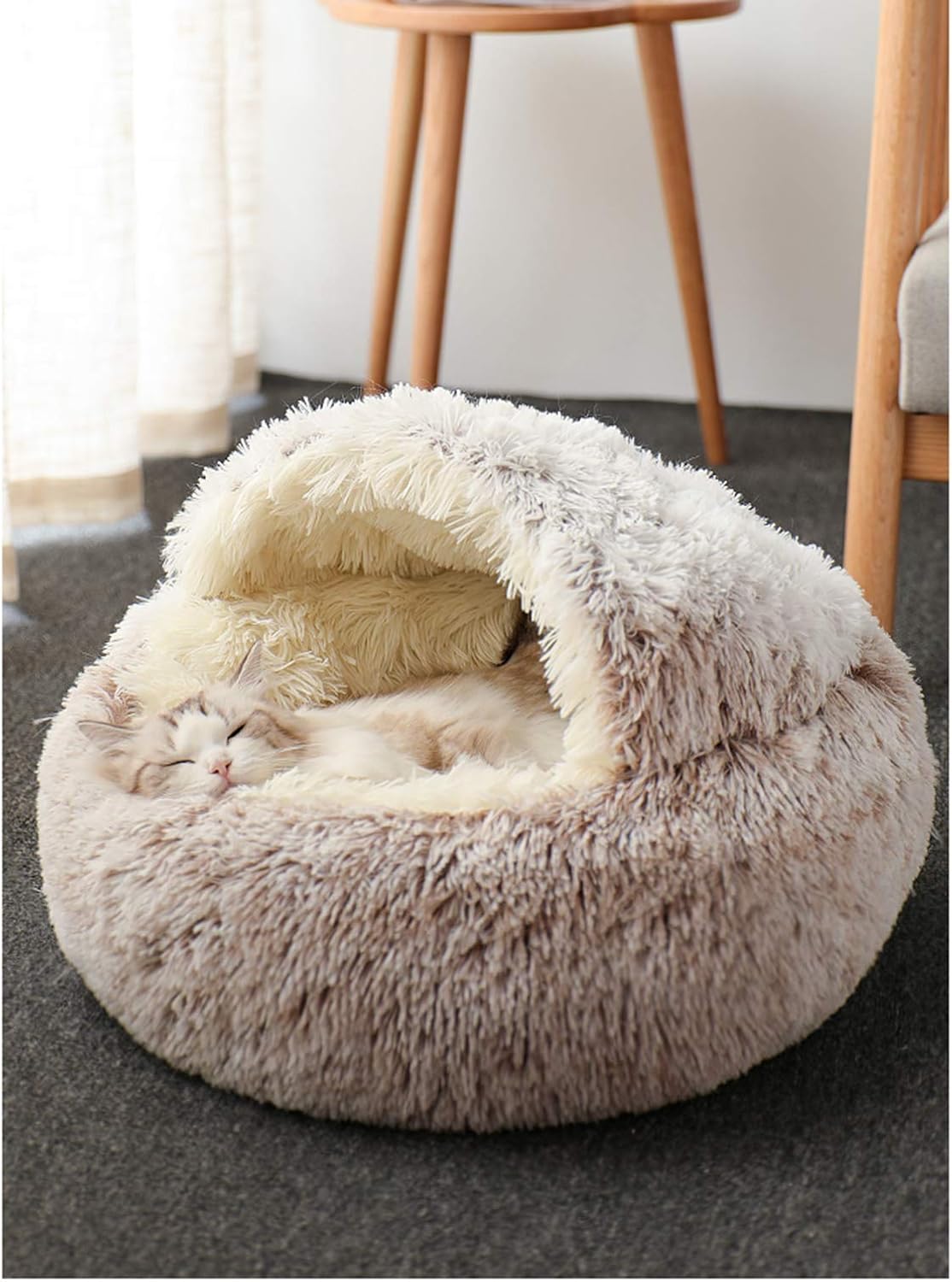 Plüsch-Katzenbett, Kaffeefarbe Plüsch