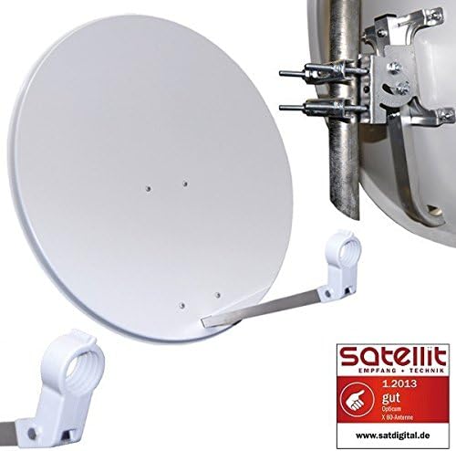 Satellitenanlage mit Quad LNB und Zubehör-Set, Hellgrau