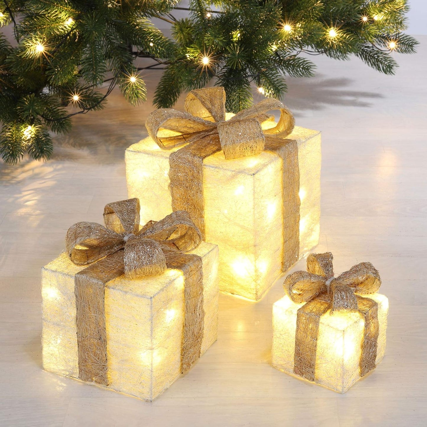 3er-Set Geschenkboxen, Creme