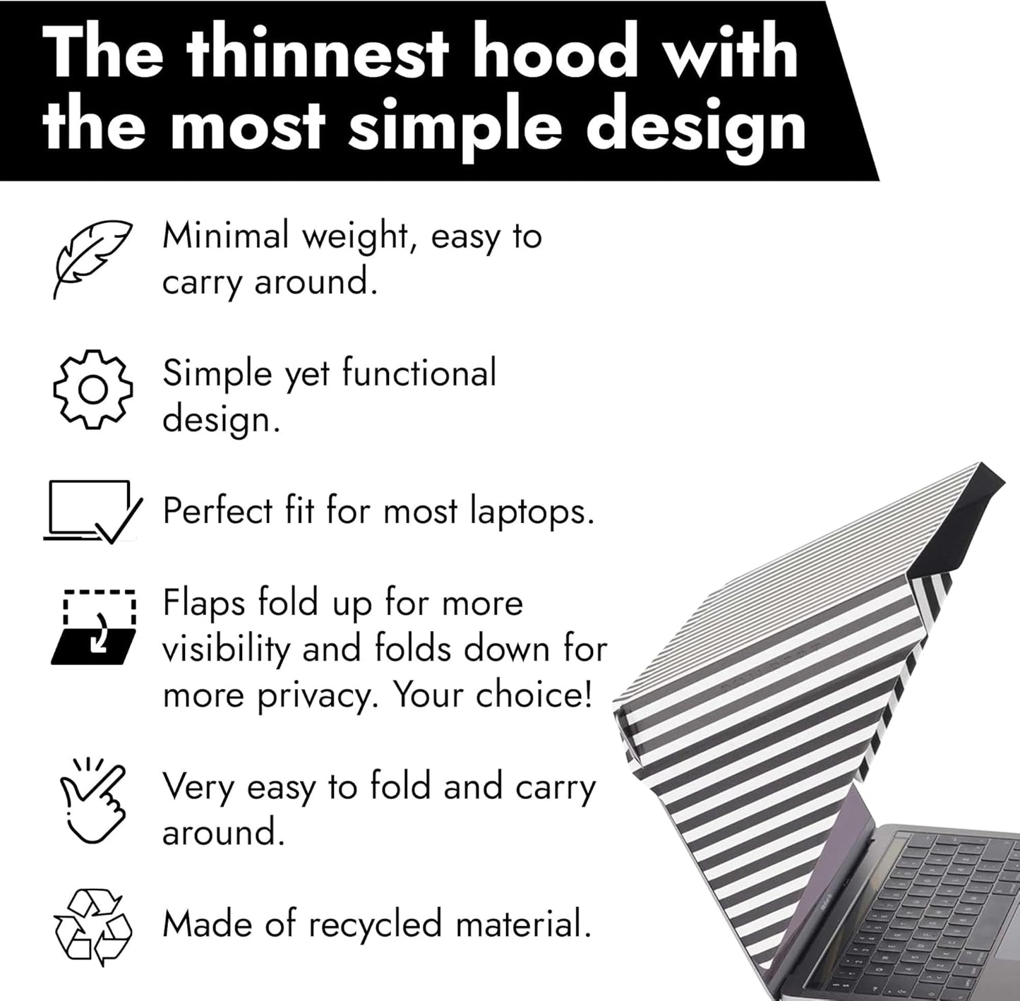 4 in 1 Laptop-Sonnenschutz, Gestreift 12"-14"