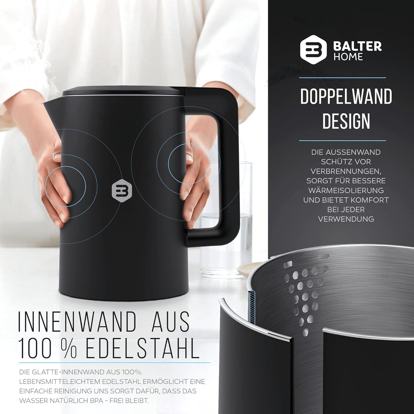 WK-4-Touch Wasserkocher mit Temperatureinstellung, Schwarz