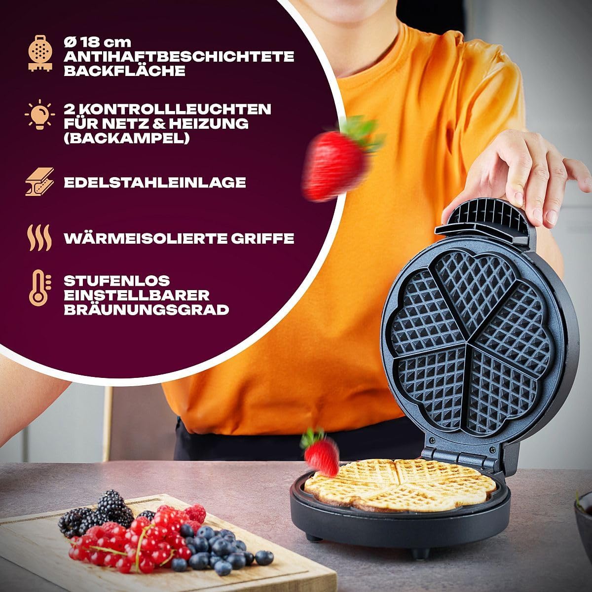 Waffeleisen für Waffeln in Herzform