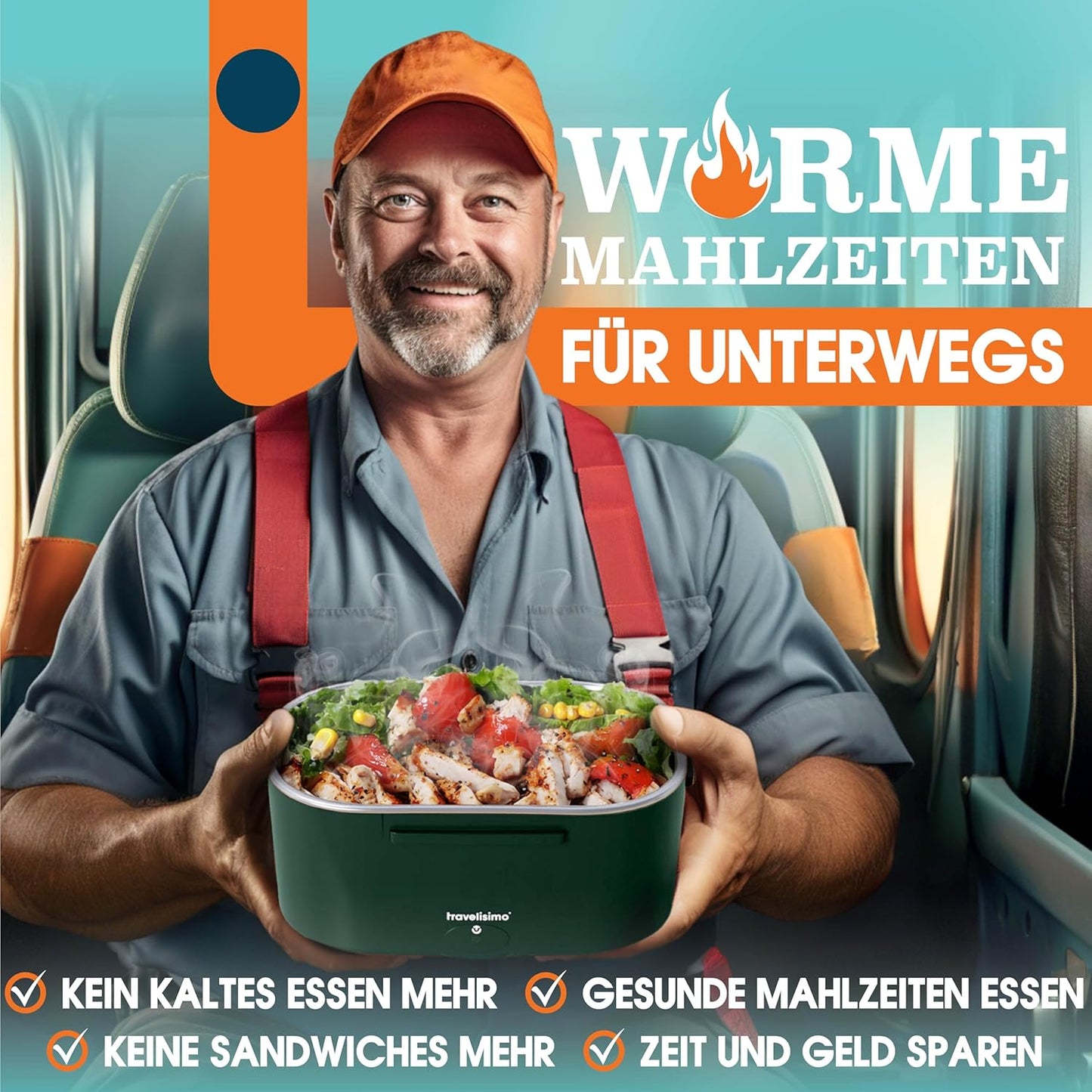 Elektrische 3-in-1 Lunchbox für Auto und Arbeit, Dunkelgrün