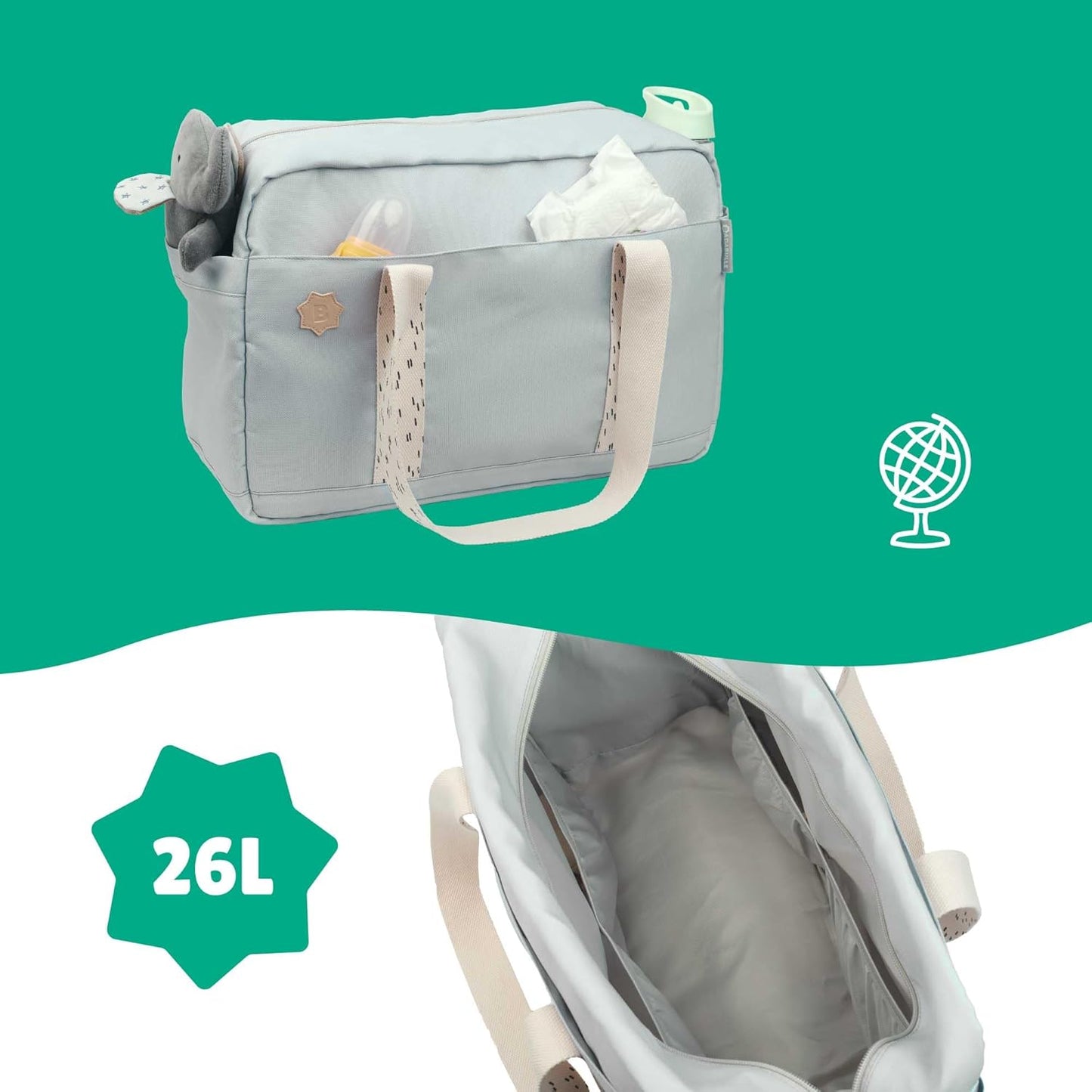 Wickeltasche Bowling mit Wickelauflage, Grau