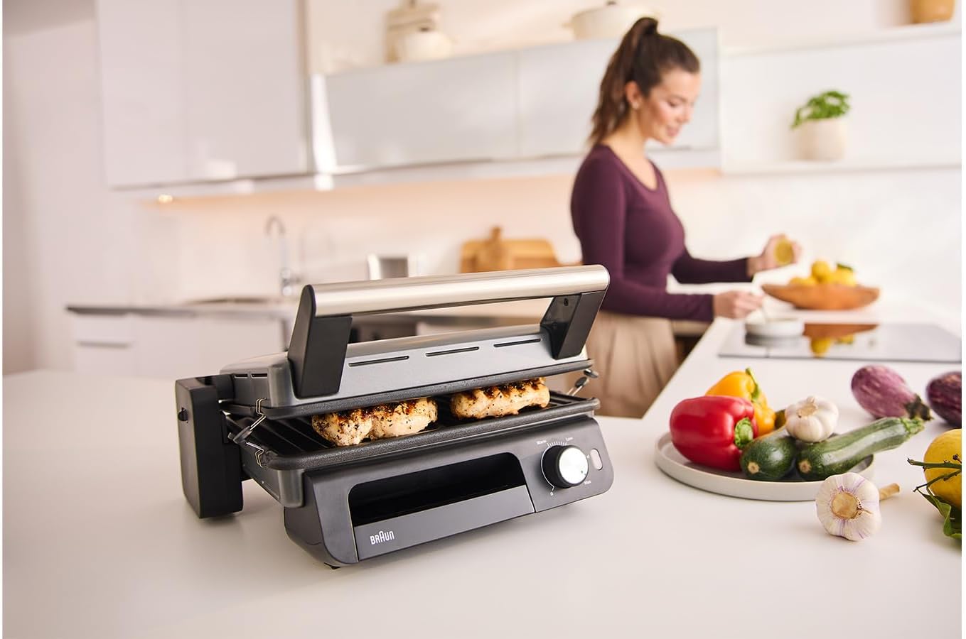 MultiGrill 5 Kontaktgrill, 1 Grill-/1 Plancha-Platte + manuelle Temperatureinstellung, silber