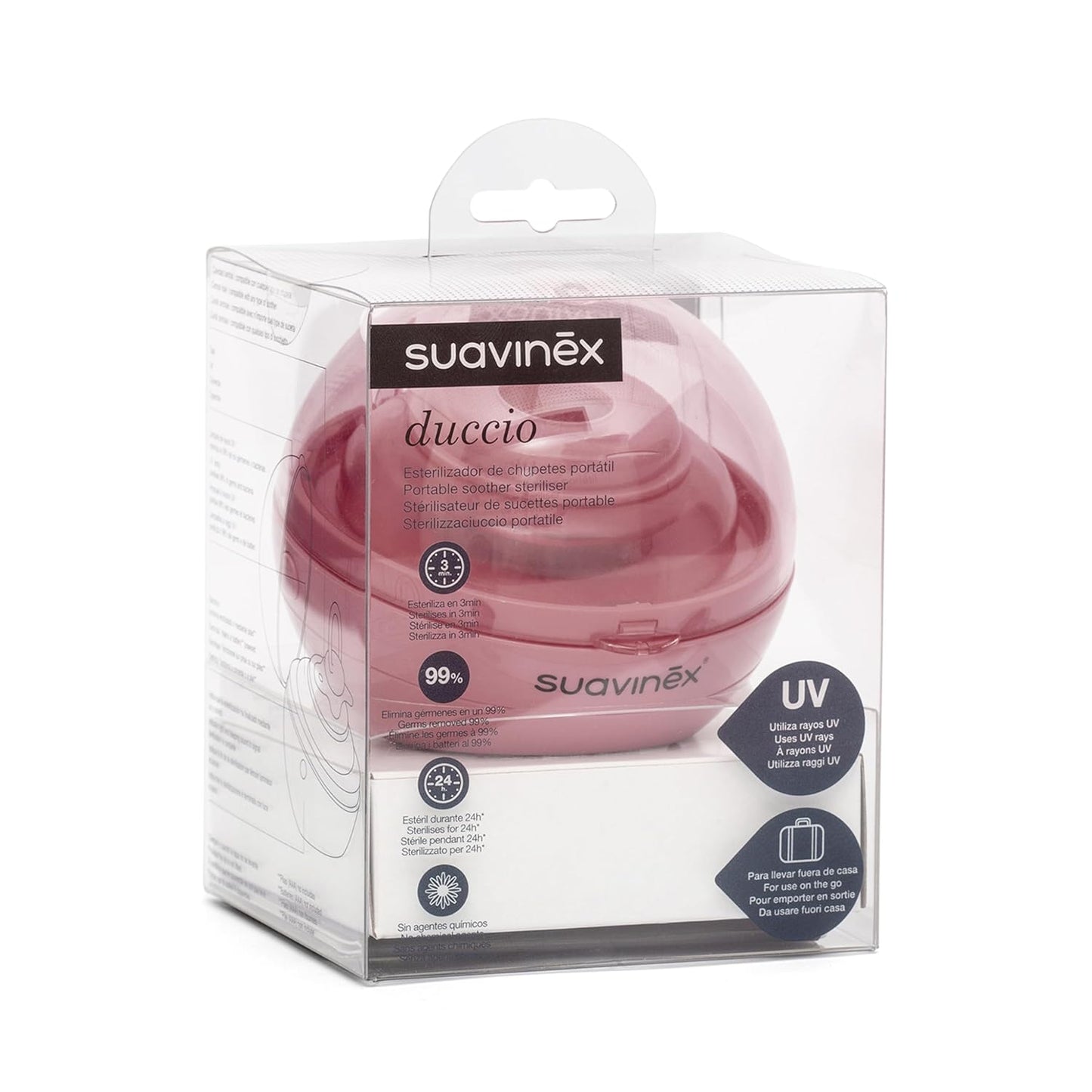 Tragbarer Schnuller-Sterilisator mit UV-Licht, Rosa