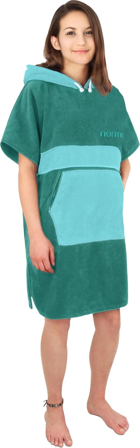 Unisex Surfer Strand-Poncho, Petrol/Türkis S-M