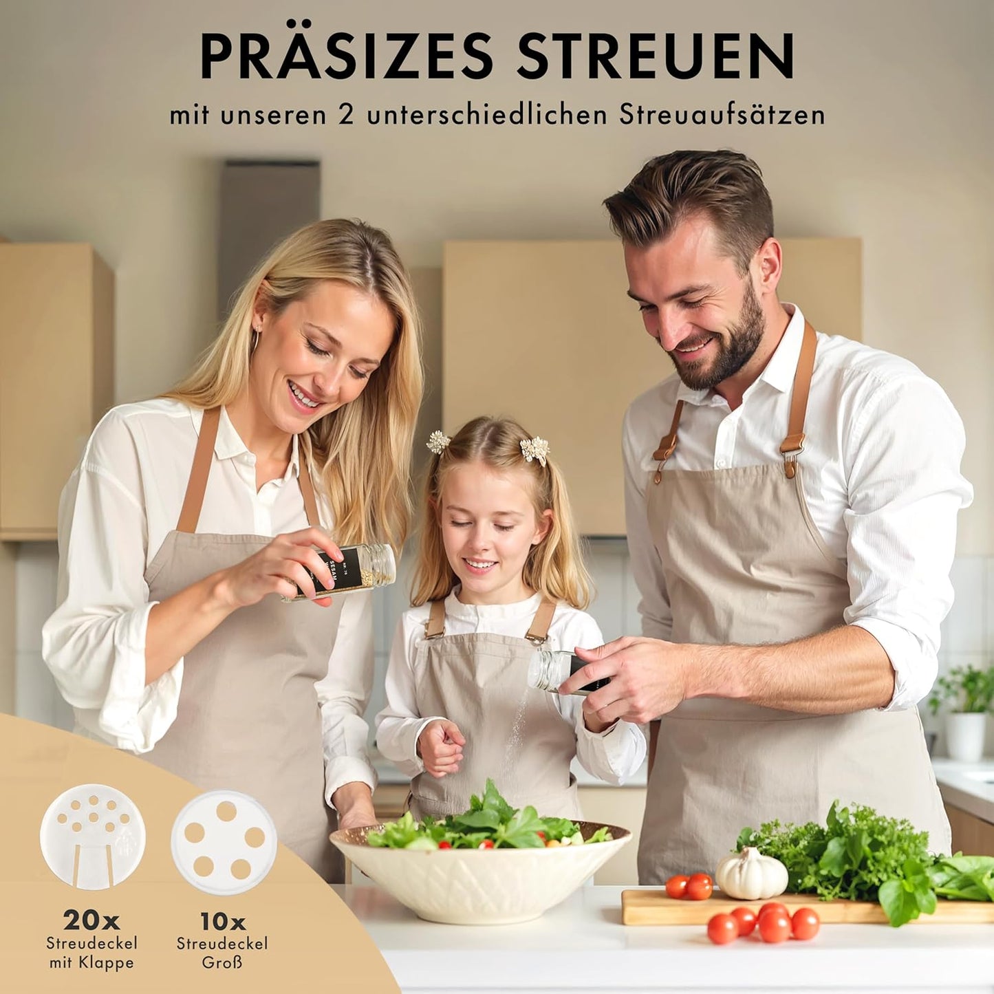 24er-Set Eckige Gewürzgläser, Bambus Dunkler Deckel