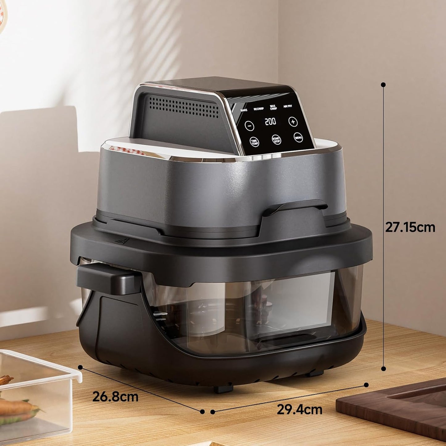 AF02-BLK Heissluftfritteuse mit Easy-View-Fenster