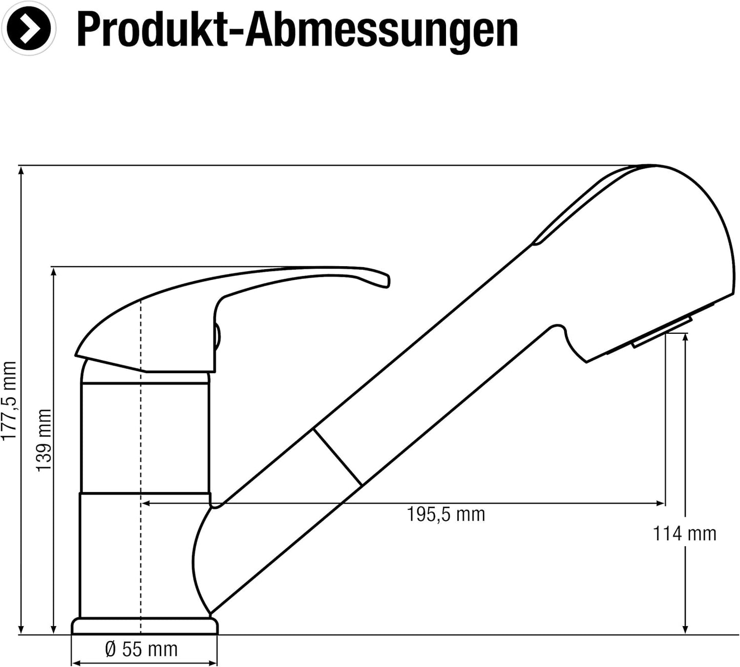 Fabio - Einhebel-Küchenarmatur mit ausziehbarer Brause, Hochdruck Spültischarmatur (M.2)