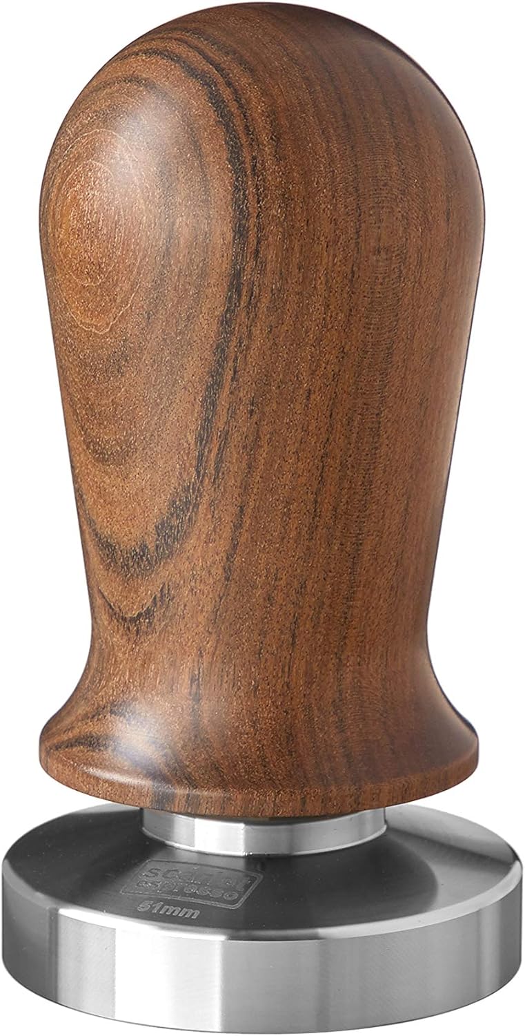 Espresso Tamper-Set Perfetto mit Tamperablage und Kalibrierung, Set (51 mm + Tamperablage) Sandelholz - Braun