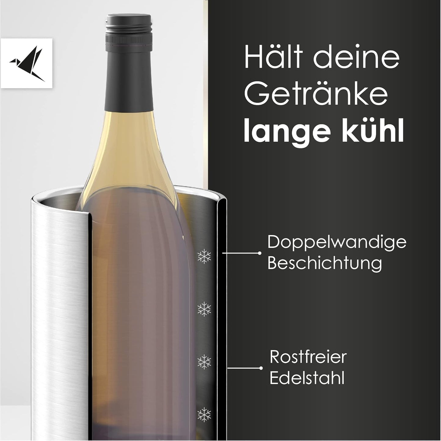 Flaschenkühler für Wein und Sekt, Edelstahl