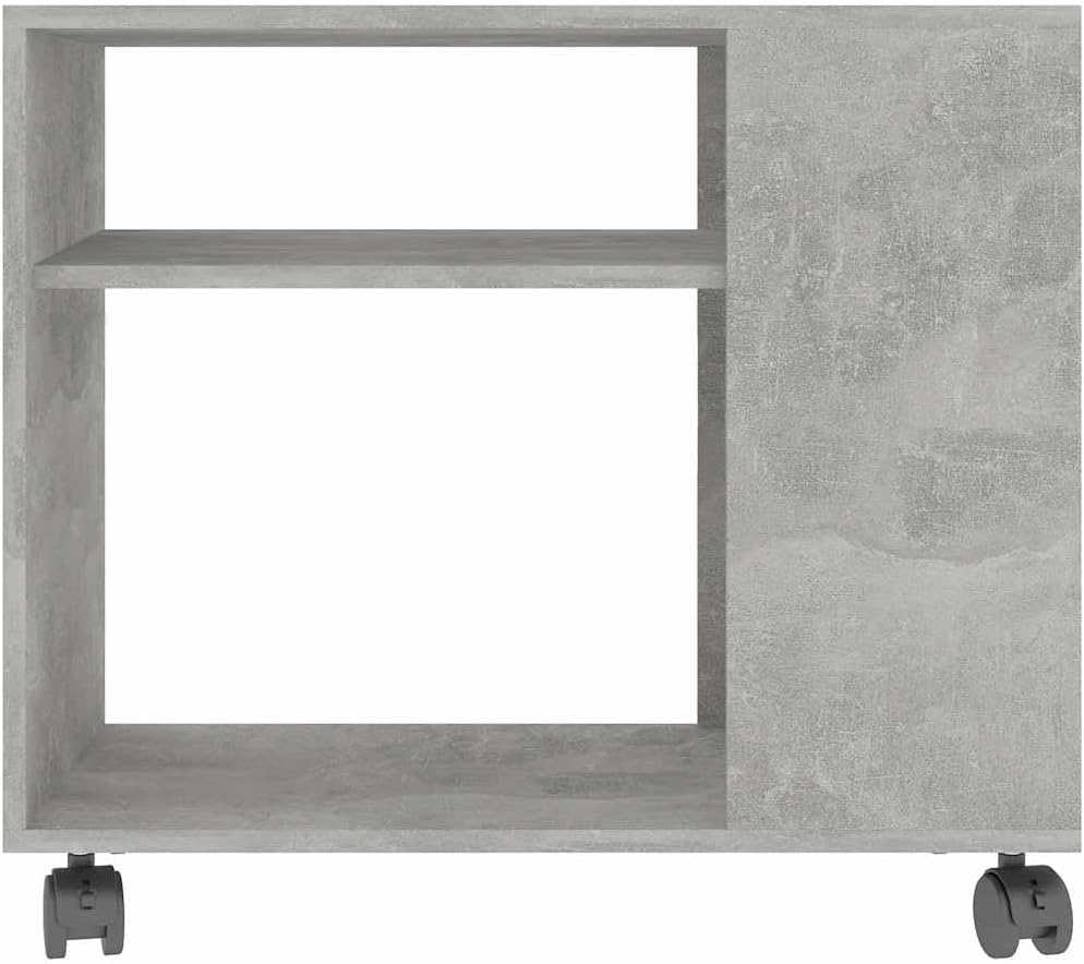 Beistelltisch mit Rollen und 2 Ebenen (70x35x55 cm), Betongrau