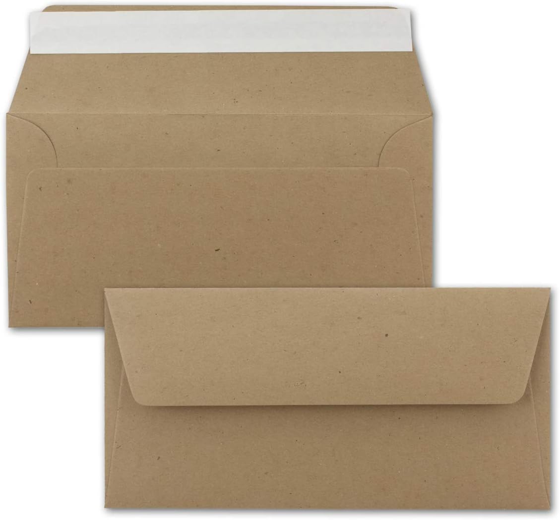 Kraftpapierumschläge, 02 DIN Lang-Umschläge-Haftklebung|150 Umschläge
