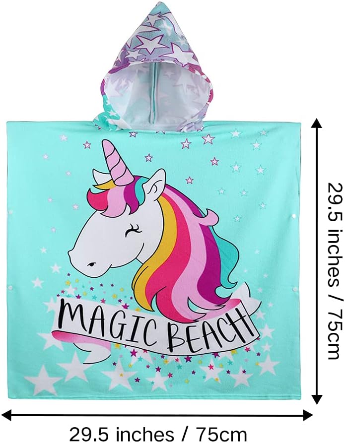 Badeponcho für Kinder mit Kapuze (4-12 Jahre), 1-einhorn Einheitsgröße