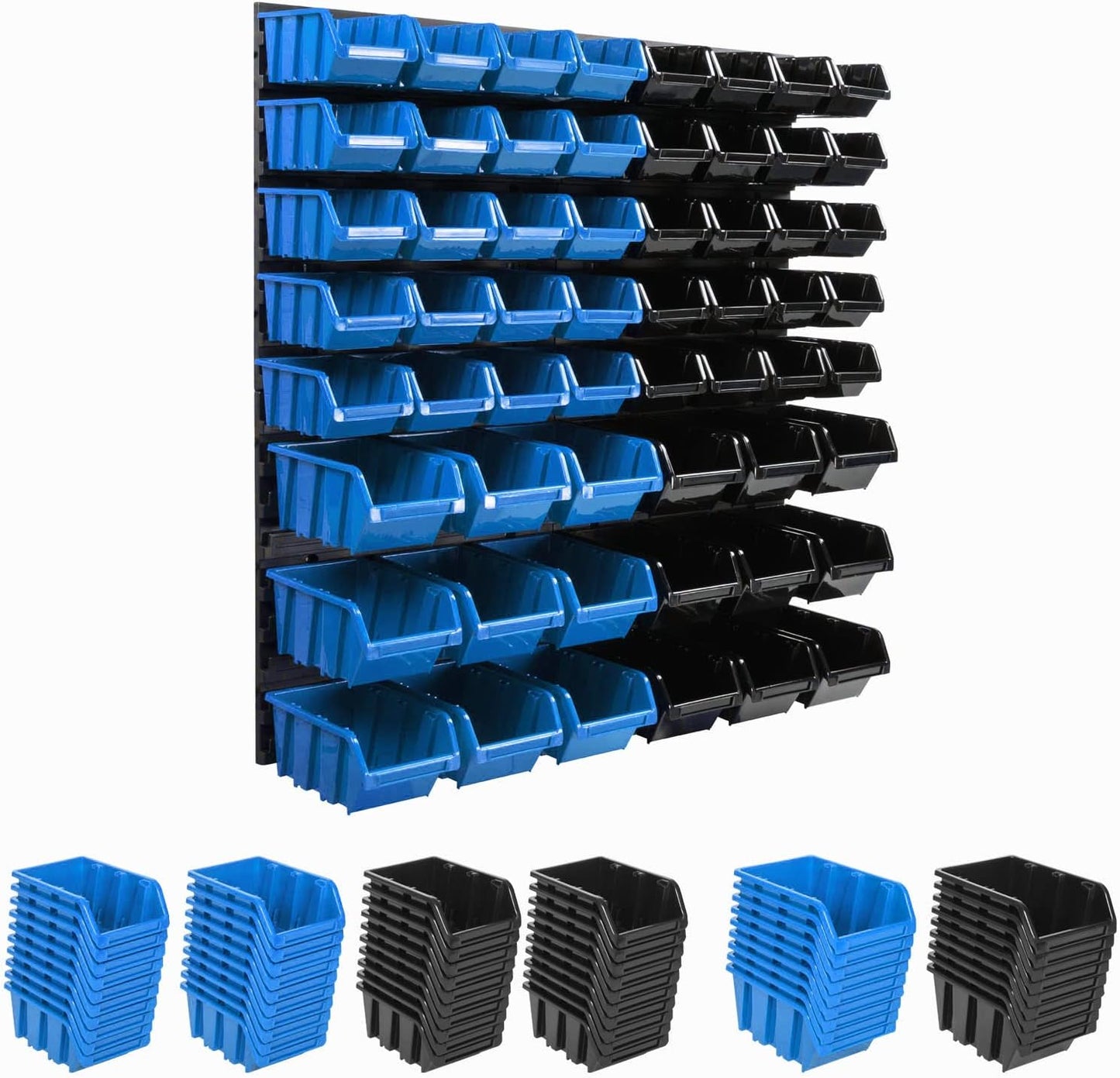Wandregal mit Stapelboxen (58 Stück), MIX6 Blau