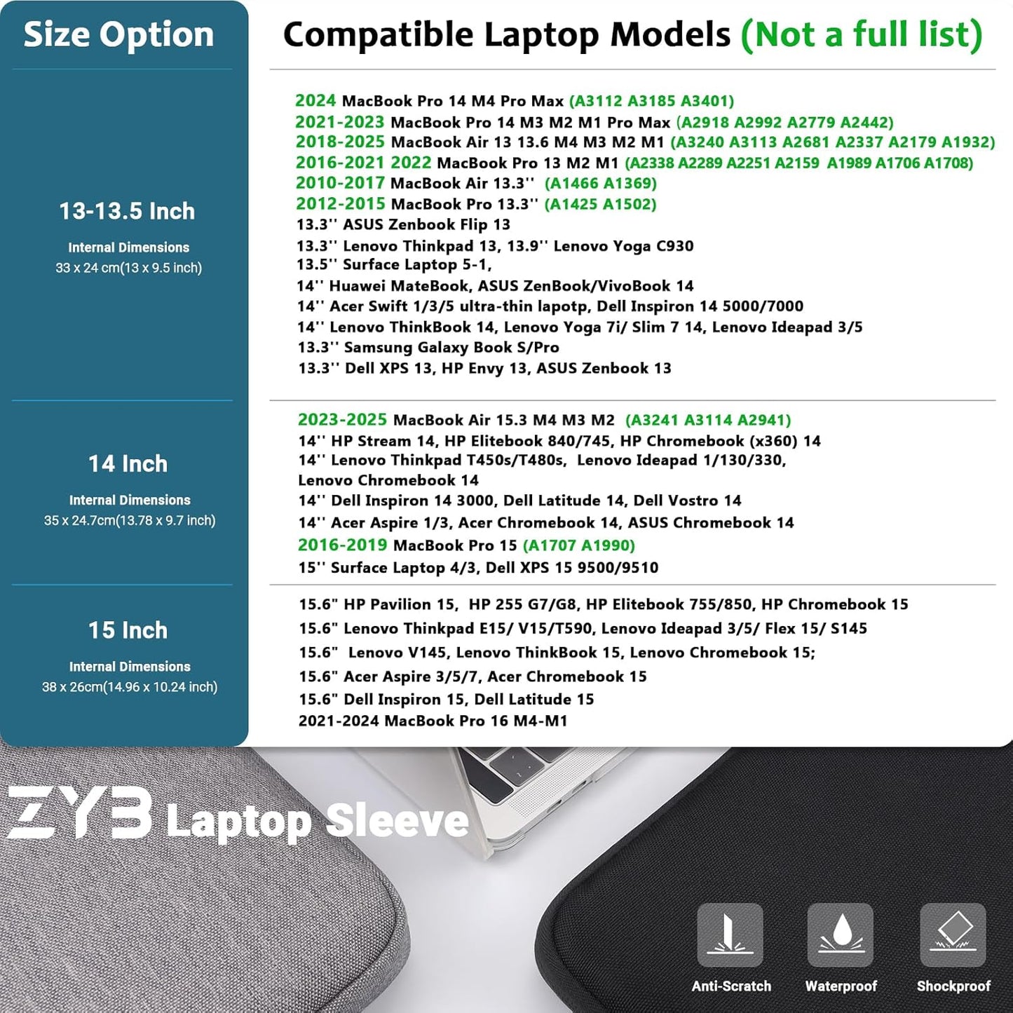 Wasserdichte Laptoptasche 15,6 Zoll für Notebooks, 15-15.6 Zoll Blau