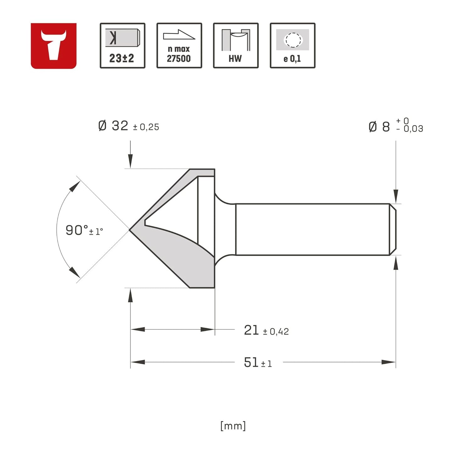 Gipskartonfräser 90° V-Nut