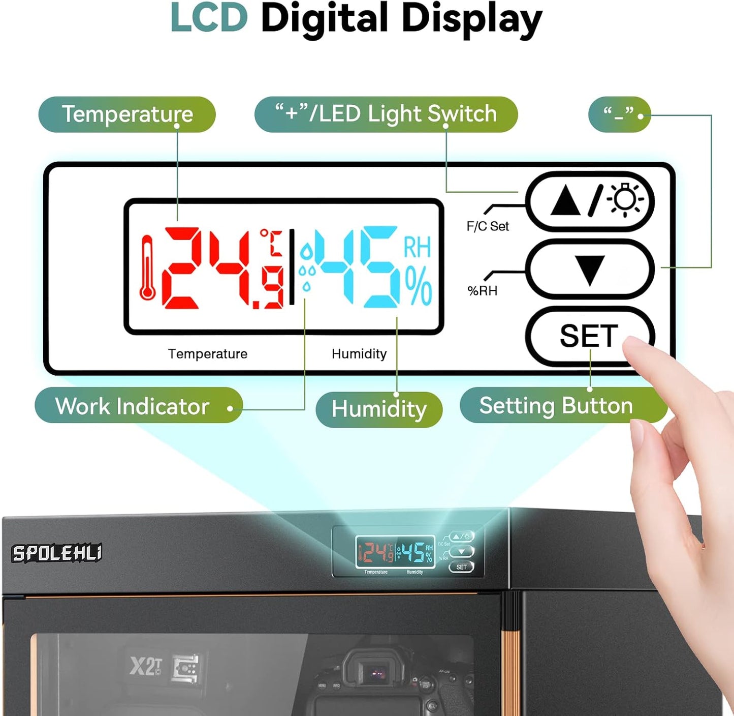 Kamera-Trockenschrank mit digitalem Luftentfeuchter (70L)