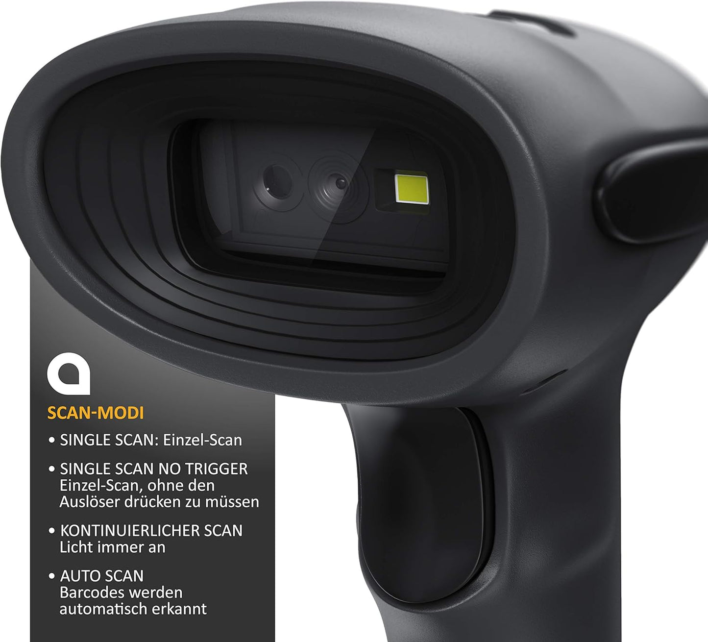 Barcode-Scanner mit Halterung für 2D und QR, A: mit Kabel