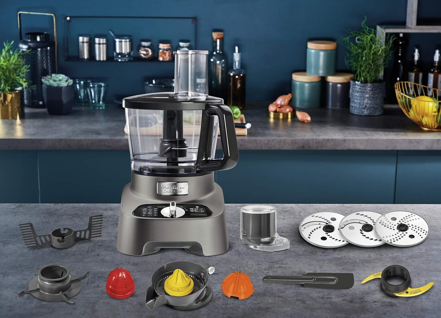 Multifunktions-Küchenmaschine Double Force Fp825, 1000 W – 10 Zubehörteile